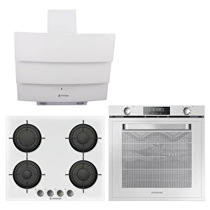 Hoover 3lü Ankastre Set Beyaz (HOAT 3150 WI/E Ankastre Fırın + HVG64MW Ankastre Ocak + HPM 656 WTK Davlumbaz