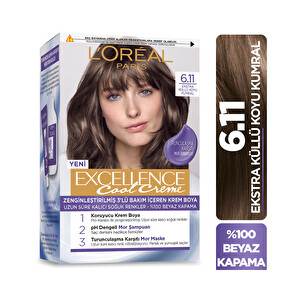 L'Oreal Paris Excellence Cool Creme Saç Boyası - 6.11 Ekstra Küllü Koyu Kumral - 1