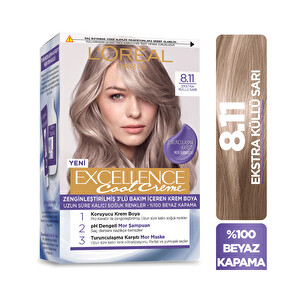 L'Oreal Paris Excellence Cool Creme Saç Boyası - 8.11 Ekstra Küllü Sarı -1