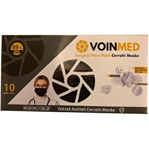Voinmed 10'lu Telli Siyah Cerrahi Maske -1