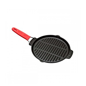 Lava Döküm Silikon Saplı Kırmızı Izgara Tava 23 Cm -1
