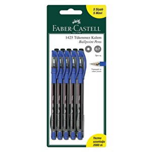 Faber Castell Tükenmez Kalem 5 Siyah 5 Mavi -1