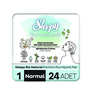 Sleepy Bio Natural Premium Plus Hijyenik Ped Normal 24'lü -1