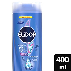 Elidor Superblend Şampuan ve Bakım Kremi Kepeğe Karşı Etkili 2'si 1 Arada B3 Vitamini Çay Ağacı Yağı Aloe Vera 400 ml -1