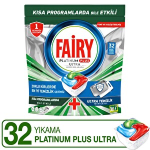 Fairy Platinum Plus Ultra Temizlik Bulaşık Makinesi Deterjanı Kapsülü 32 Yıkama Limon Kokulu -1