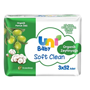 Uni Baby Soft Clean Organik ZeytinyaÄlÄ± Islak Mendil 3X52 Adet - 1