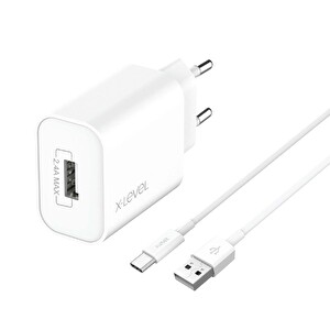 X-Level XC4001C X-Chargerc Lite 12 W Şarj Aleti + Type-C Kablo Beyaz -1