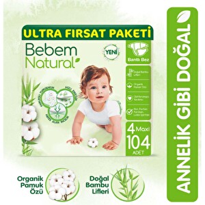 Bebem Natural Ultra FÄ±rsat Paketi 4 Beden Maxi 104Â  Adet Bebek Bezi -1