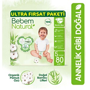 Bebem Natural Ultra FÄ±rsat Paketi 5 Beden Junior 80 Adet Bebek Bezi - 1