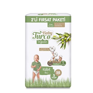 Baby Turco DoÄadan 2'li FÄ±rsat Paketi KÃ¼lot Bebek Bezi Junior 58'li - 1