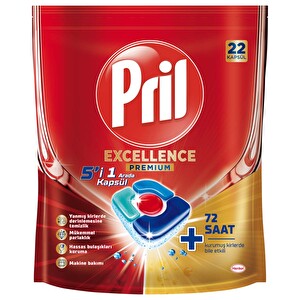 Prill Excellence 5'i 1 Arada Bulaşık Makinesi Deterjanı 22 Kapsül -1