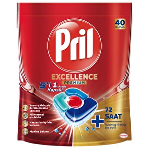 Prill Excellence 5'i 1 Arada Bulaşık Makinesi Deterjanı 40 Kapsül - 1