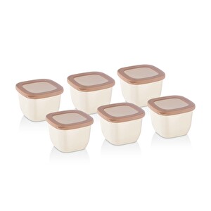Vıp Ahmet Kumsal Kare Saklama Kabı Seti Bej 6X550 Ml -1