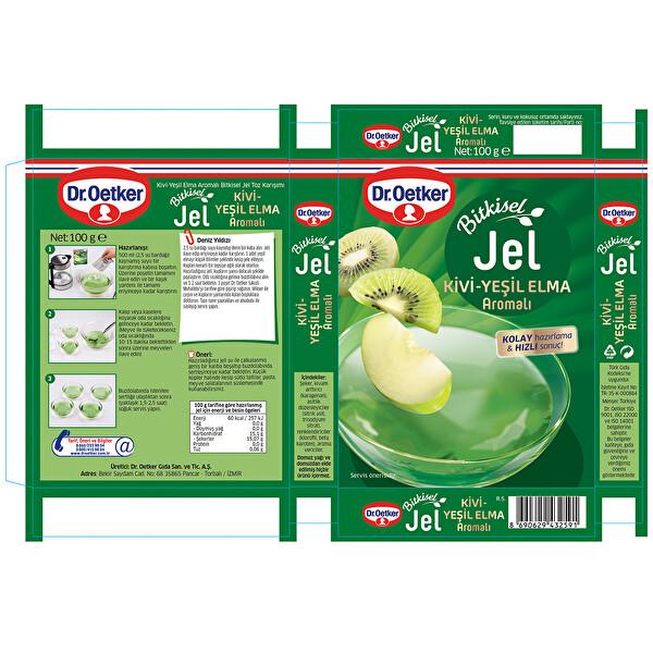 Dr. Oetker Kivi-Yeşil Elmalı Bitkisel Jel 100 g Dr. Oetker Kivi-Yeşil Elmalı Bitkisel Jel 100 g