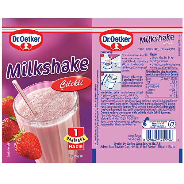 Dr. Oetker Çilekli Milkshake 26 g Dr. Oetker Çilekli Milkshake 26 g
