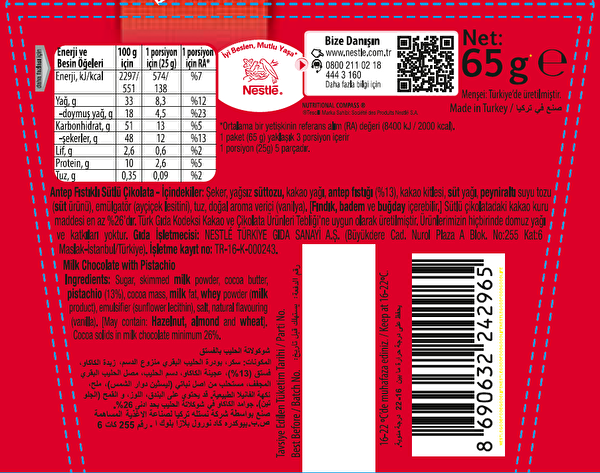 Nestlé Classic Fıstıklı 65 g Nestlé Classic Fıstıklı 65 g