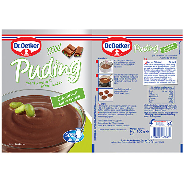 Dr. Oetker Antep Fıstıklı Çikolatalı Puding 105 g Dr. Oetker Antep Fıstıklı Çikolatalı Puding 105 g