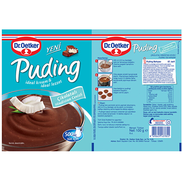 Dr. Oetker Çikolatalı ve Hindistan Cevizli Puding 105 g Dr. Oetker Çikolatalı ve Hindistan Cevizli Puding 105 g