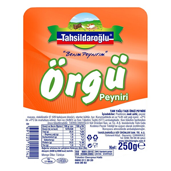 Tahsildaroğlu Örgü Peyniri 250 g Tahsildaroğlu Örgü Peyniri 250 g