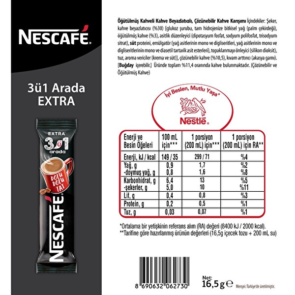 Nescafe 3'ü1 Arada Bol Kahve 16,5 g Nescafe 3'ü1 Arada Bol Kahve 16,5 g