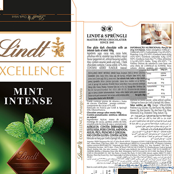 Lindt Excellence Dark Mint Intense Çikolata 100 g Lindt Excellence Dark Mint Intense Çikolata 100 g