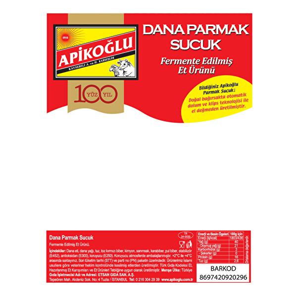 apikoglu parmak fermente sucuk 200 g
