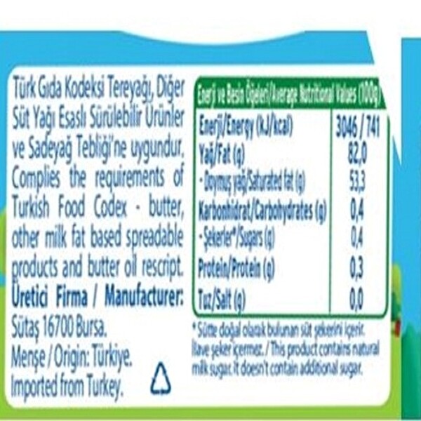 Sütaş Yayık Tereyağ 250 g Sütaş Yayık Tereyağ 250 g