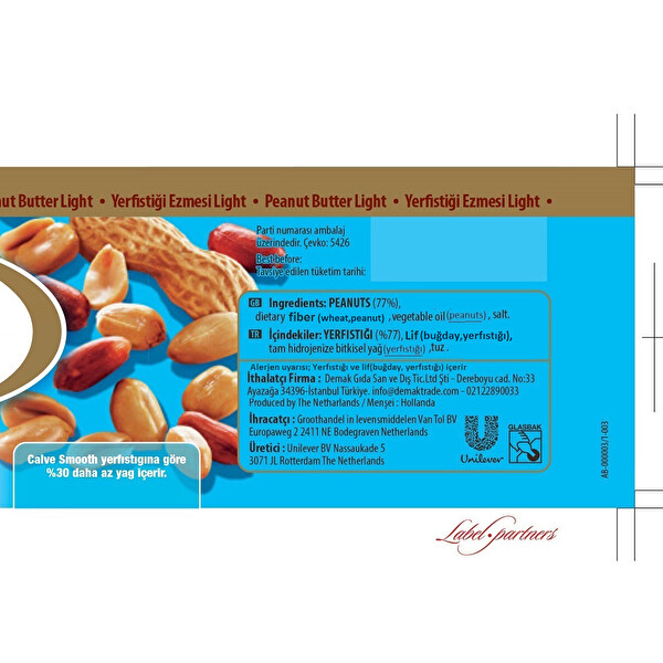 Calve Light Fıstık Ezmesi 350 g Calve Light Fıstık Ezmesi 350 g