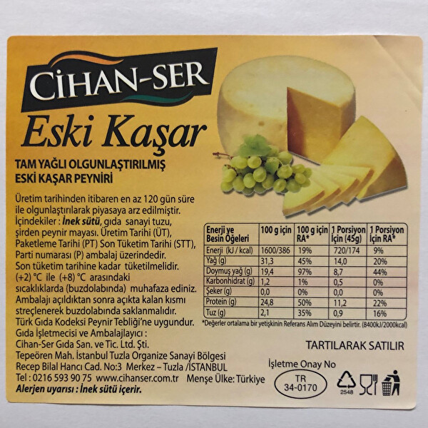 Cihanser Eski Kaşar kg Cihanser Eski Kaşar kg
