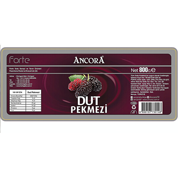 Ancora Dut Pekmez Cam 800 g Ancora Dut Pekmez Cam 800 g