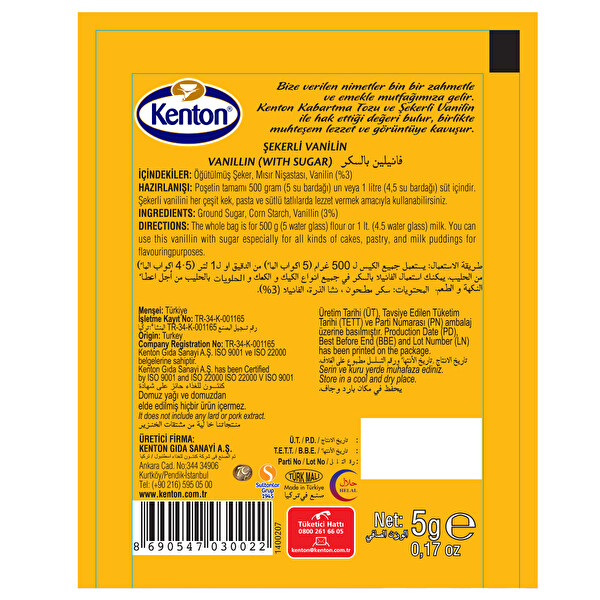 kenton sekerli vanilin 5 g x 15 li