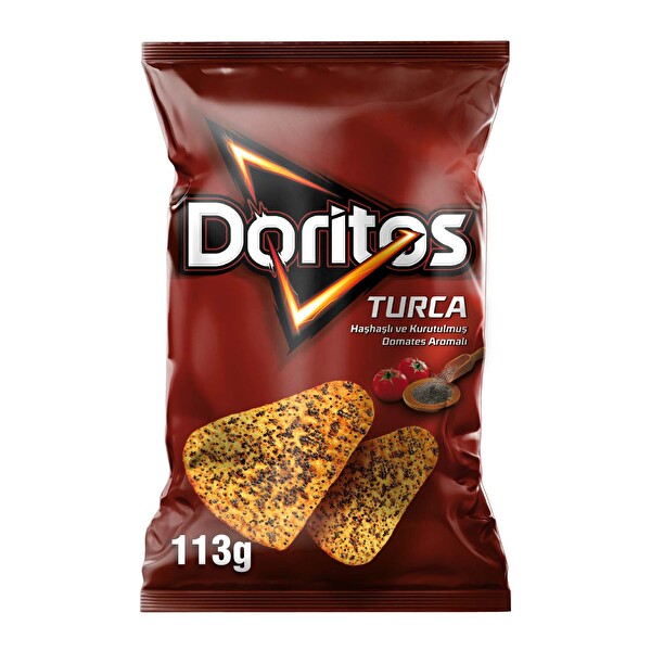 Doritos Turca Haşhaş ve Kurutulmuş Domates Aromalı Mısır Cipsi Süper Boy 113 g