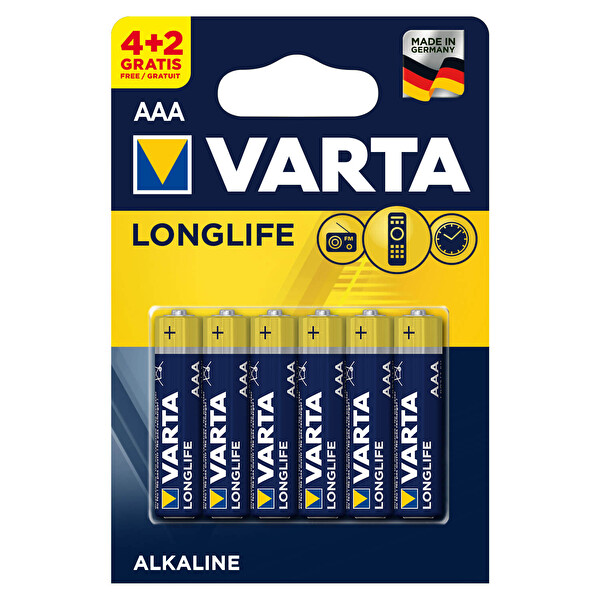Varta Long Life Extra AAA İnce Kalem Pil 6'lı