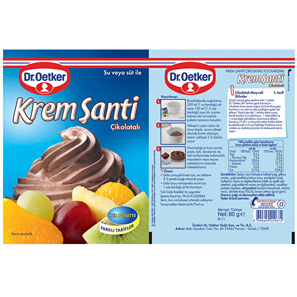 Dr. Oetker Krem Şanti Çikolatalı 80 g Dr. Oetker Krem Şanti Çikolatalı 80 g