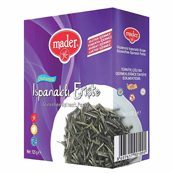 Mader Glutensiz Ispanaklı Erişte 125g Mader Glutensiz Ispanaklı Erişte 125g