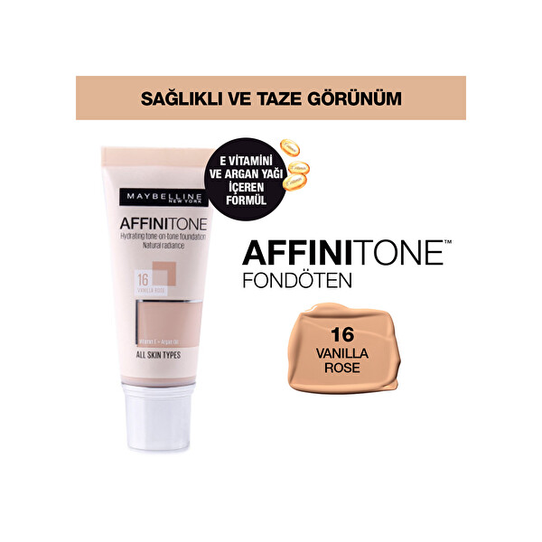 Maybelline New York Affinitone Fondöten - 16 Vanilla Rose Maybelline New York Affinitone Fondöten - 16 Vanilla Rose