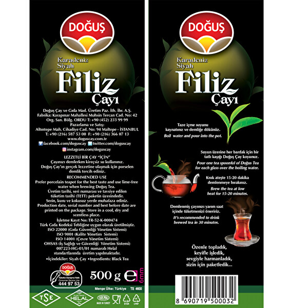 Doğuş Filiz Siyah Çay 500 g Doğuş Filiz Siyah Çay 500 g