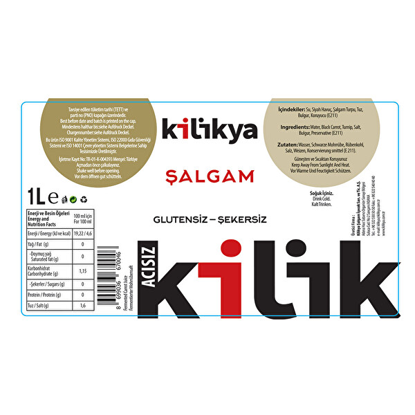 Kilikya Şalgam 1 lt Normal Kilikya Şalgam 1 lt Normal