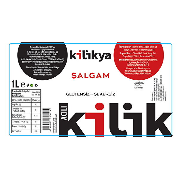 Kilikya Şalgam 1 lt Acılı Kilikya Şalgam 1 lt Acılı