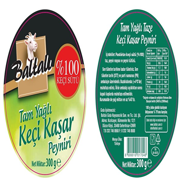 Baltalı Keçi Kaşar Peyniri 300 g Baltalı Keçi Kaşar Peyniri 300 g