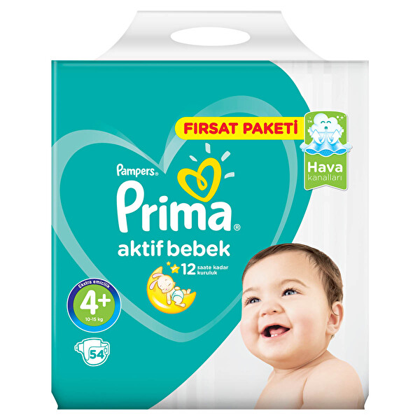 Prima Bebek Bezi Aktif Bebek 4+ Beden Maxi Plus Fırsat Paketi 54 Adet Prima Bebek Bezi Aktif Bebek 4+ Beden Maxi Plus Fırsat Paketi 54 Adet