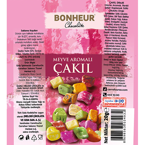 Bonheur Meyveli Çakıl Tüp 20 g Bonheur Meyveli Çakıl Tüp 20 g