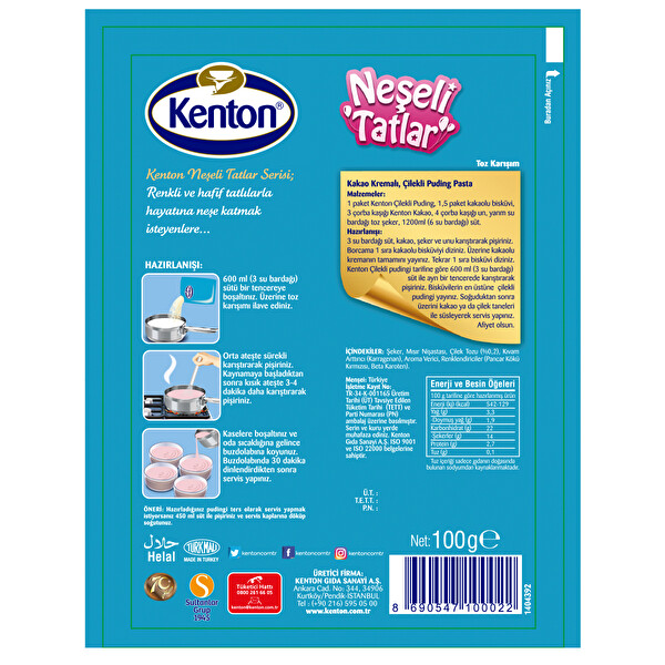 Kenton Neşeli Tatlar Çilekli Puding 100 g Kenton Neşeli Tatlar Çilekli Puding 100 g