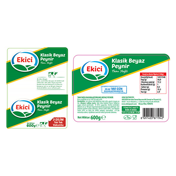 Ekici Klasik Beyaz Peynir 600 G 30025035 Carrefoursa