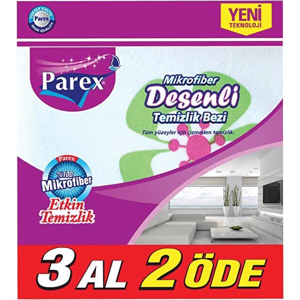 Parex Microfiber Desenli Temizlik Bezi 3'lü Parex Microfiber Desenli Temizlik Bezi 3'lü