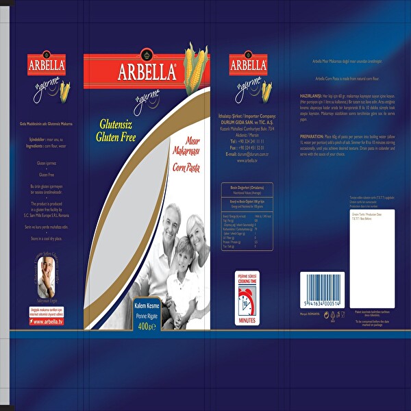 Arbella Plus Glutensiz Penne 400 g Arbella Plus Glutensiz Penne 400 g
