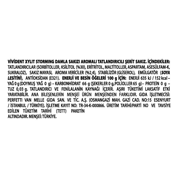 Vivident Xylit Damla Sakızı Aromalı Şerit Sakız 33 g Vivident Xylit Damla Sakızı Aromalı Şerit Sakız 33 g