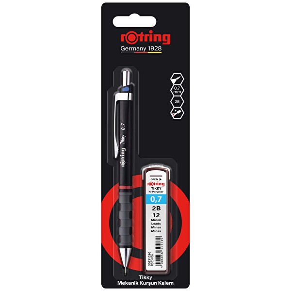 Rotring Tikky Versatil 0.7 Uçlu Kalem + 2B Uç Hediye Siyah Renkli Kalem