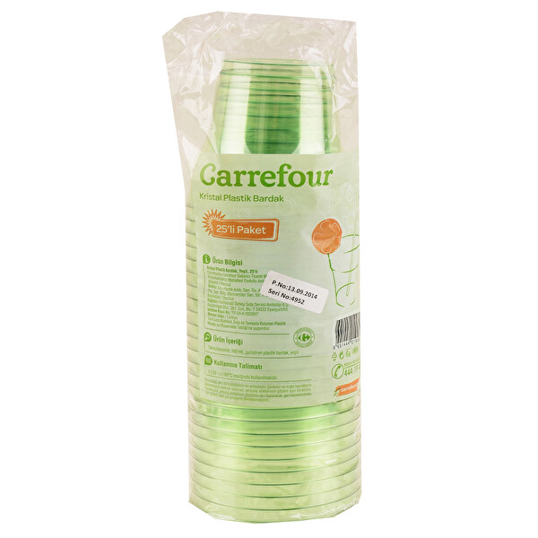 Carrefour Yeşil Plastik Bardak 25'li Carrefour Yeşil Plastik Bardak 25'li
