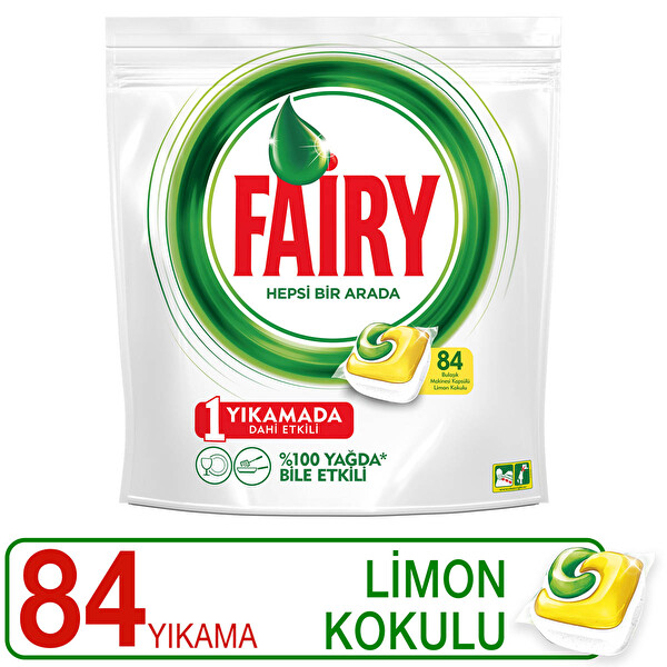 Fairy Hepsi Bir Arada Bulaşık Makinesi Deterjanı Kapsülü Limon Kokulu 84 Yıkama Fairy Hepsi Bir Arada Bulaşık Makinesi Deterjanı Kapsülü Limon Kokulu 84 Yıkama